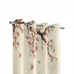 Steve & Anderson Jester Beige 2 Pcs Floral Warpknit Flat Fabric Door Curtains (7 Feet) image 4
