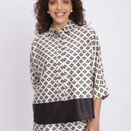 R&B Geometric Printed Extended Sleeves Shirt Style Top image 4