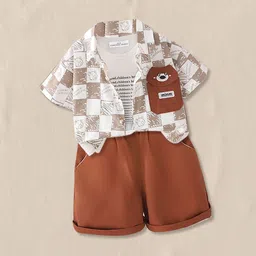 FOREVER FRIDAY Boys Printed Shirt Collar Pure Cotton T-shirt and Shirt with Shorts-picture-34