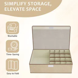 Aura Beige Multi-Grid Top Flap Undergarments Organizer image 3