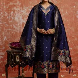 VredeVogel Women Embroidered Regular Kurta with Trousers & With Dupatta-picture-41