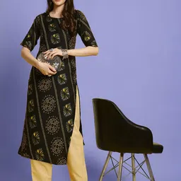 Ethnic basket Women Multicoloured Poly Crepe Kurta Sets image 3