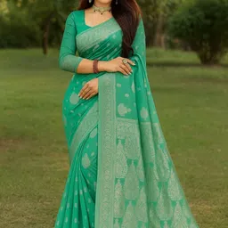 moda rapido Woven Banarasi Cotton Blend Saree-picture-11