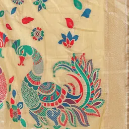 HERE&NOW Ethnic Motifs Linen Blend Fusion Saree image 4