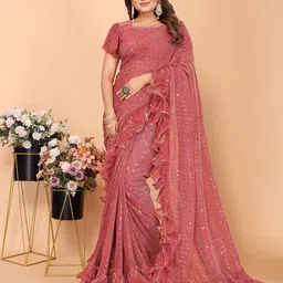 VIJAYA VALLABH Women Embellished Supernet Saree-picture-29