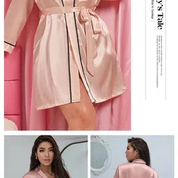 dressberry ETC Contrast Detail Robe Comes With Belt image 3