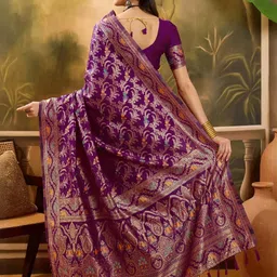 Sangria Purple Woven Design Silk Blend Sarees image 3