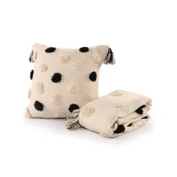 Sashaa World Monochromatic Polka-Dot Tufted Cushion-Throw Set image 2