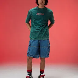 VEIRDO Men Printed Drop-Shoulder Sleeves Pure Cotton Applique T-shirt image 5