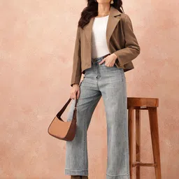 all about you Notched Lapel Collar Crop Tailored Jacket image 5