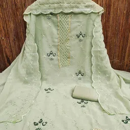 SHADOW & SAINING Embroidered Silk Georgette Unstitched Dress Material image 5