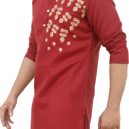 tibra collection Men Embroidered Cotton Blend Straight Kurta image 3