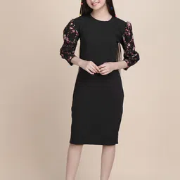 DEKLOOK Girls Puff Sleeve Formal Fit & Flare Dress-picture-15