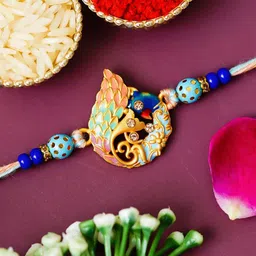 eCraftIndia Stones Studded Peacock Design Thread Rakhi-picture-16