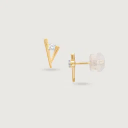 Mia by Tanishq 14 KT Gold Cheeky Sleek Gold Earrings - 1.315 g image 2