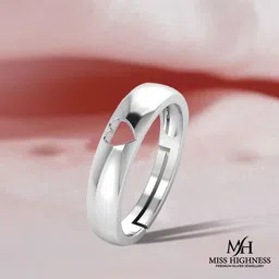 miss highness 925 Pure Silver Crystal Heart Free Size Ring For Women Sterling Silver Cubic Zirconia Rhodium Plated Ring image 1