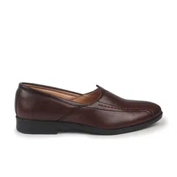 FAUSTO Men Textured PU Slip-On Ethnic Mojaris image 3