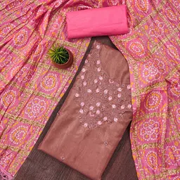 HERE&NOW Floral Embroidered Cotton Unstitched Dress Material-picture-51