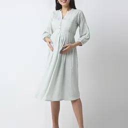 MeeMee Print Maternity Fit & Flare Maxi Dress image 5