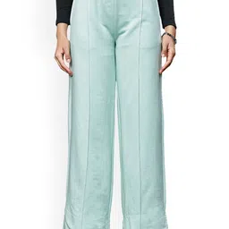One Sky Pure Cotton Mid-Rise Pleated Trousers-image-22