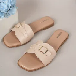 CORSICA Women Textured Open Toe Flats with Buckles-picture-15