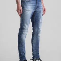 Jack & Jones Men Skinny Fit Low-Rise Mildly Distressed Heavy Fade Stretchable Jeans image 3