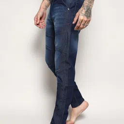 Campus Sutra Men Navy Blue Smart Slim Fit Low Distress Light Fade Stretchable Jeans image 3