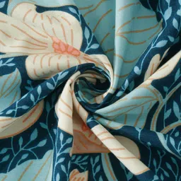 Myntra Elegant Homes Blue & Cream Printed 300 TC Single Bedsheet Set-2.20 m x 1.50 m image 4