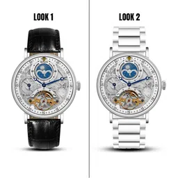 BENLING Men Dial & Leather Straps Analogue Automatic Watch BL-0010-SLVR-BLK-picture-33