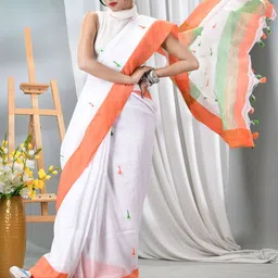 TANTLOOM Embellished Embroidered Pure Cotton Saree-picture-22