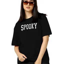 TQH Women Typography Printed Round Neck Cotton Oversized T-shirt-picture-26