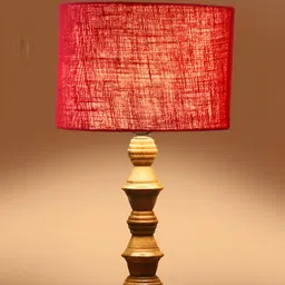 Aura Maroon Wood Traditional Abstract Shaped Table Lamp image 4