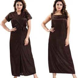 LIFE-TALE Women Brown Pure Cotton Nightdress-image-64