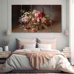 The Castle Decor Pink & Green 5 Pieces Floral Printed Wall Art-picture-10