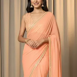 Anouk Rustic Embellished Sequinned Poly Georgette Heavy Work Saree-picture-32