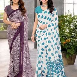 Moda Rapido Pack of 2 Printed Pure Georgette Saree-picture-19