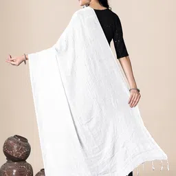 EBADAT Womens White Viscose Rayon Solid Scarf image 3