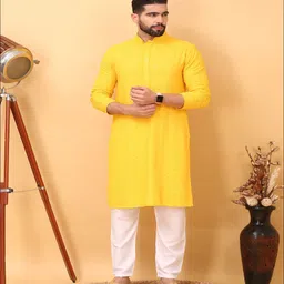 Larwa Men Embroidered Regular Sequinned Kurta with Pyjamas-image-6