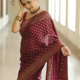 Shriyangan Ethnic Motifs Woven Design Zari Pure Silk Kanjeevaram Saree image 2