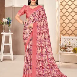 Panzora Geometric Printed Poly Crepe Saree-image-2