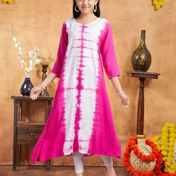 BAESD Girls Tie Dyed Round Neck Cotton Kurta-image-66