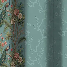 HOMEBREW FURNISHINGS Teal & Blue Digital Print Door Curtain image 4