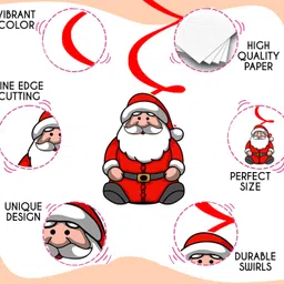 zyozique Red, Green Merry Christmas Decorations Theme Swirls Hanging (Pack Of 6) image 4