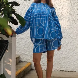 RAAS LIFE Printed Mandarin Collar Top With Shorts Co-Ords-picture-18