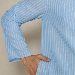 Fabindia Men Mandarin Collar Striped Kurta image 3