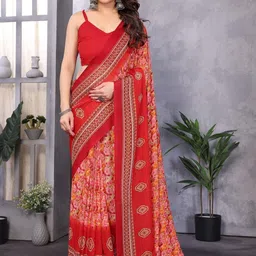 MAHALASA Floral Pure Georgette Handloom Saree-picture-14