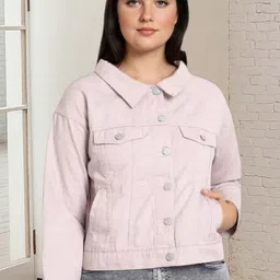 Kotty Women Spread Collar Solid Denim Jacket-picture-39