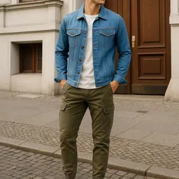 Moda Rapido Men Denim Jacket with Patchwork image 2