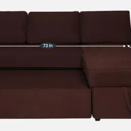 woodsworth from pepperfry Flumph Fabric LHS Pull-Out Sofa Cum Bed in Chestnut Brown Colour with Storage image 3