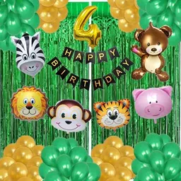 Solid green jungle 4 year fourth birthday theme Happy Birthday Decoration Balloon-image-20